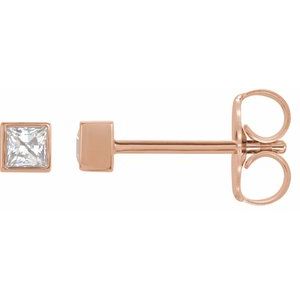 Ladies Natural Diamond Bezel-Set Earrings — 14K Rose Gold