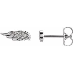 Ladies Natural Diamond Angel Wing Earrings — Sterling Silver
