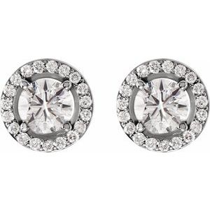 Lab-Grown Diamond Round 4-Prong Halo-Style Earrings - Style 28308