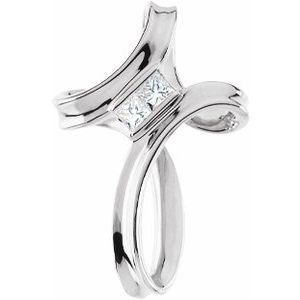Ladies Natural Diamond Cross Pendant (Si1, G-H) — 14K White Gold