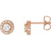 Ladies Natural Diamond Halo-Style Earrings — 14K Rose Gold