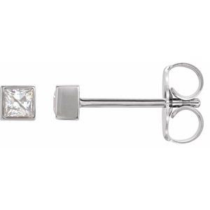Ladies Natural Diamond Bezel-Set Earrings — Sterling Silver