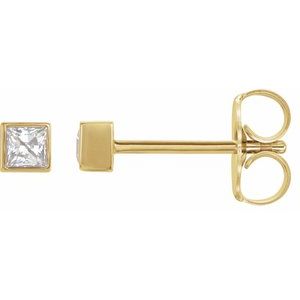 Ladies Natural Diamond Bezel-Set Earrings — 14K Yellow Gold