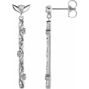 Ladies Natural Diamond Vintage-Inspired Earrings — Sterling Silver