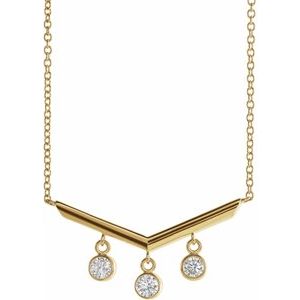 Ladies Natural Diamond V Bar Necklace (I1, G-H) — 14K Yellow Gold
