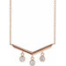 Ladies Natural Diamond V Bar Necklace (I1, G-H) — 14K Rose Gold