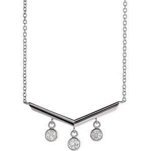 Ladies Natural Diamond V Bar Necklace (I1, G-H) — Sterling Silver