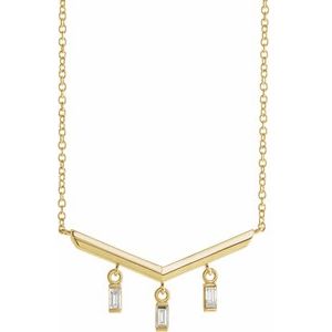 Ladies Natural Diamond V Bar Necklace (Si2-Si3, Ghi) — 14K Yellow Gold