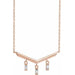 Ladies Natural Diamond V Bar Necklace (Si2-Si3, Ghi) — 14K Rose Gold