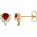 Ladies Natural Mozambique Garnet Natural Diamond Earrings — 14K Yellow Gold