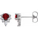 Ladies Natural Mozambique Garnet Natural Diamond Earrings — Sterling Silver