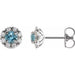 Ladies 4 mm Natural Aquamarine Natural Diamond Halo-Style Earrings — Sterling Silver