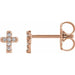 Ladies Natural Diamond Youth Cross Earrings — 14K Rose Gold
