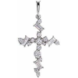 Ladies Natural Diamond Scattered Cross Pendant (Si2-Si3, I1, Ghi, G-H) — Sterling Silver