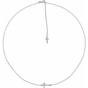 Ladies Natural Diamond Sideways Cross Necklace (I1, Ghi) — 14K White Gold