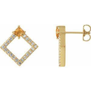 Ladies Natural Citrine Natural Diamond Earrings — 14K Yellow Gold