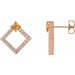 Ladies Natural Citrine Natural Diamond Earrings — 14K Rose Gold