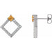 Ladies Natural Citrine Natural Diamond Earrings — Sterling Silver