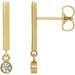 Ladies Natural Diamond Bar Earrings — 14K Yellow Gold