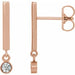 Ladies Natural Diamond Bar Earrings — 14K Rose Gold