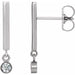 Ladies Natural Diamond Bar Earrings — Sterling Silver