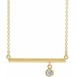 Ladies Natural Diamond Bezel-Set Bar Necklace (I1, G-H) — 14K Yellow Gold