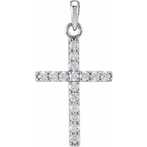 Ladies Natural Diamond Cross Pendant (I1, G-H) — 14K White Gold
