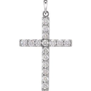 Ladies Natural Diamond Cross Pendant (I1, G-H) — Platinum