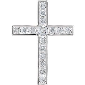 Ladies Natural Diamond Cross Pendant — 14K White Gold
