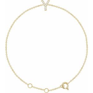 Ladies Natural Diamond Initial Y Bracelet (I1, H+) — 14K Yellow Gold