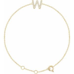 Ladies Natural Diamond Initial W Bracelet (I1, H+) — 14K Yellow Gold