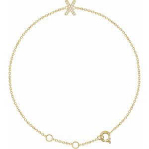 Ladies Natural Diamond Initial X Bracelet (I1, H+) — 14K Yellow Gold