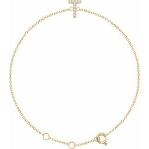 Ladies Natural Diamond Initial T Bracelet (I1, H+) — 14K Yellow Gold