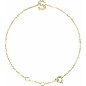 Ladies Natural Diamond Initial S Bracelet (I1, H+) — 14K Yellow Gold