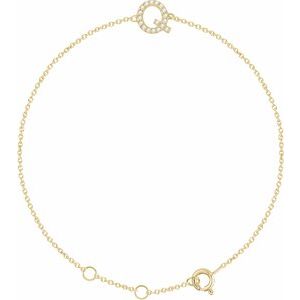 Ladies Natural Diamond Initial Q Bracelet (I1, H+) — 14K Yellow Gold