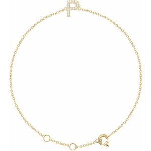 Ladies Natural Diamond Initial P Bracelet (I1, H+) — 14K Yellow Gold
