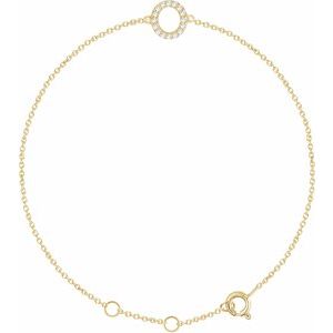 Ladies Natural Diamond Initial O Bracelet (I1, H+) — 14K Yellow Gold