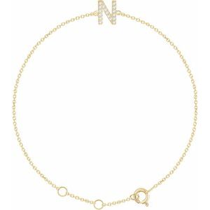Ladies Natural Diamond Initial N Bracelet (I1, H+) — 14K Yellow Gold