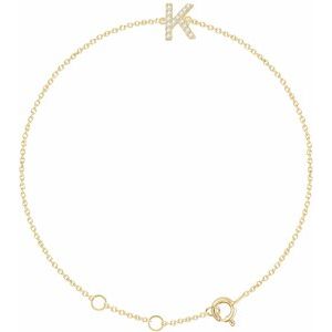 Ladies Natural Diamond Initial K Bracelet (I1, H+) — 14K Yellow Gold