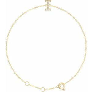 Ladies Natural Diamond Initial I Bracelet (I1, H+) — 14K Yellow Gold