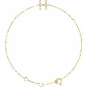 Ladies Natural Diamond Initial H Bracelet (I1, H+) — 14K Yellow Gold