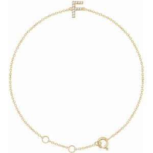 Ladies Natural Diamond Initial F Bracelet (I1, H+) — 14K Yellow Gold
