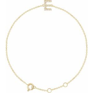 Ladies Natural Diamond Initial E Bracelet (I1, H+) — 14K Yellow Gold