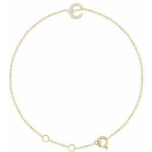 Ladies Natural Diamond Initial C Bracelet (I1, H+) — 14K Yellow Gold
