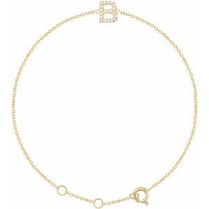 Ladies Natural Diamond Initial B Bracelet (I1, H+) — 14K Yellow Gold