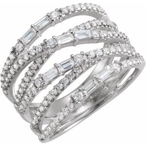 Ladies Natural Diamond Negative Space Ring (I1, H+) — 14K White Gold