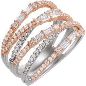 Ladies Natural Diamond Negative Space Ring (I1, H+) — 14K White/Rose Gold