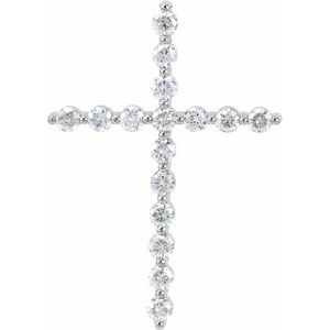 Ladies Natural Diamond Cross Pendant (I1, G-H) — 14K White Gold