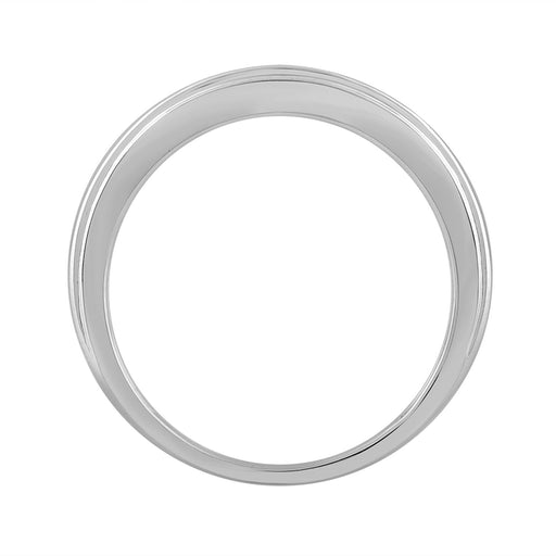 Sterling Silver White Gold Finish 0.15 Ct Round Diamond Men’S Band Classic Men’S Wedding Ring