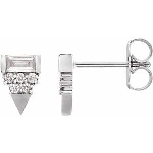 Ladies Natural Diamond Geometric Earrings — Sterling Silver
